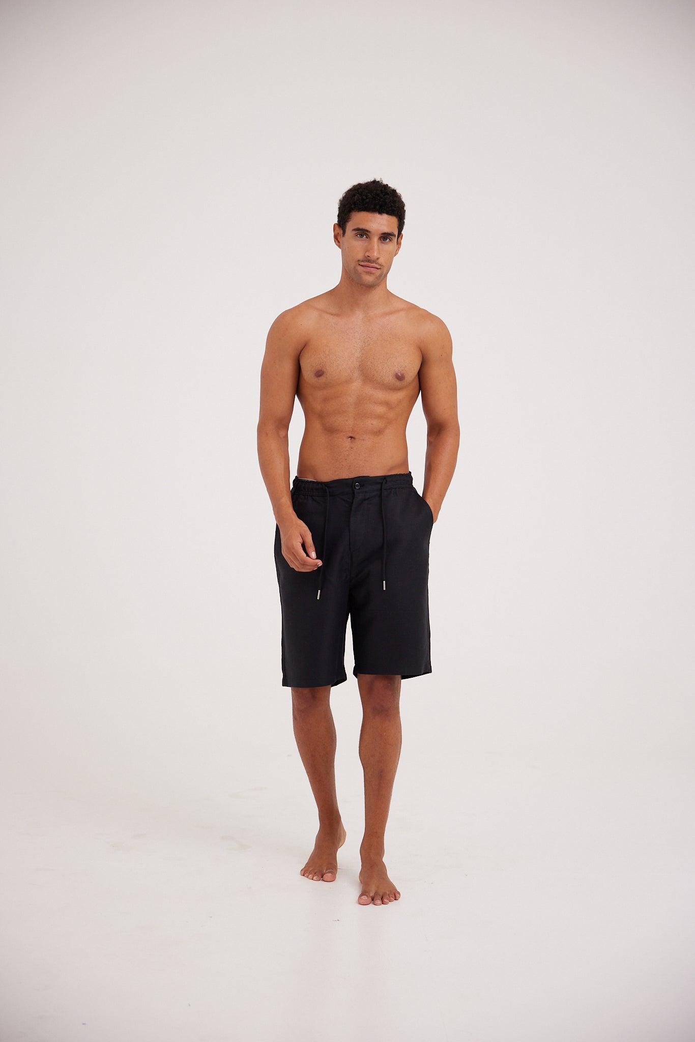 Black Linen Shorts