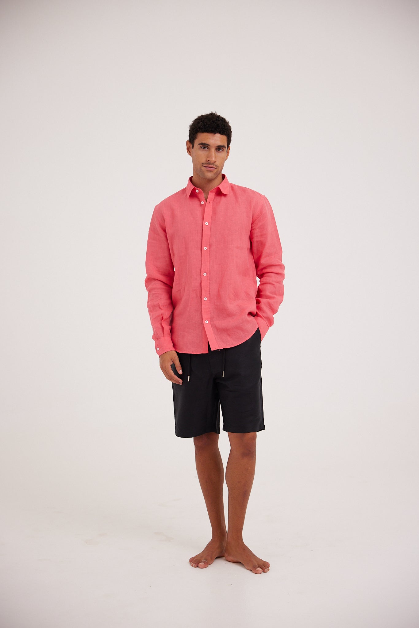 Dark Pink Linen Shirt