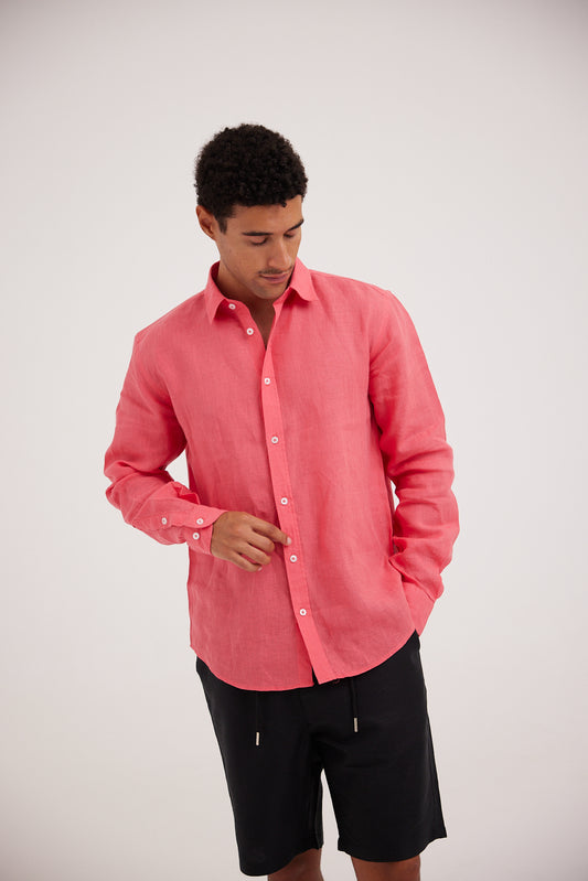 Dark Pink Linen Shirt