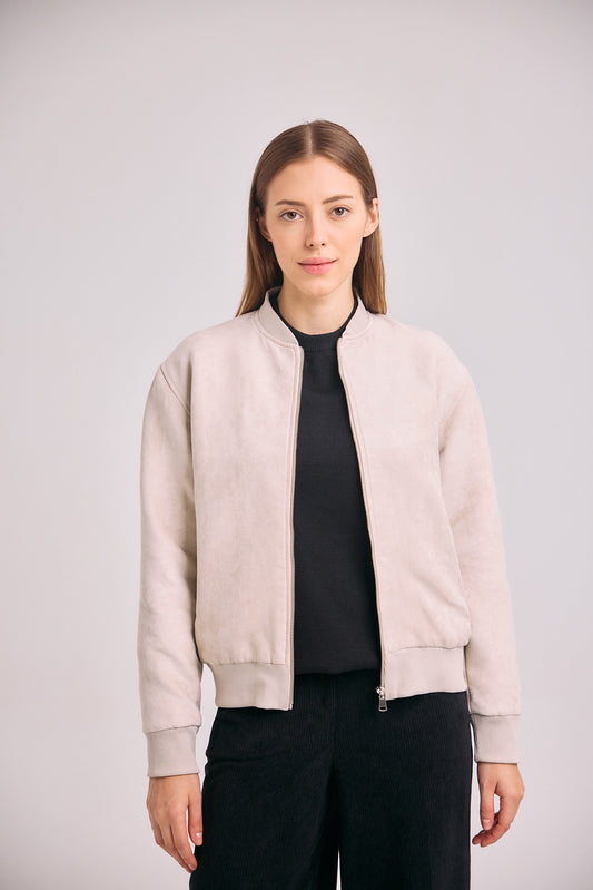 Women's Suede Bomber Jacket