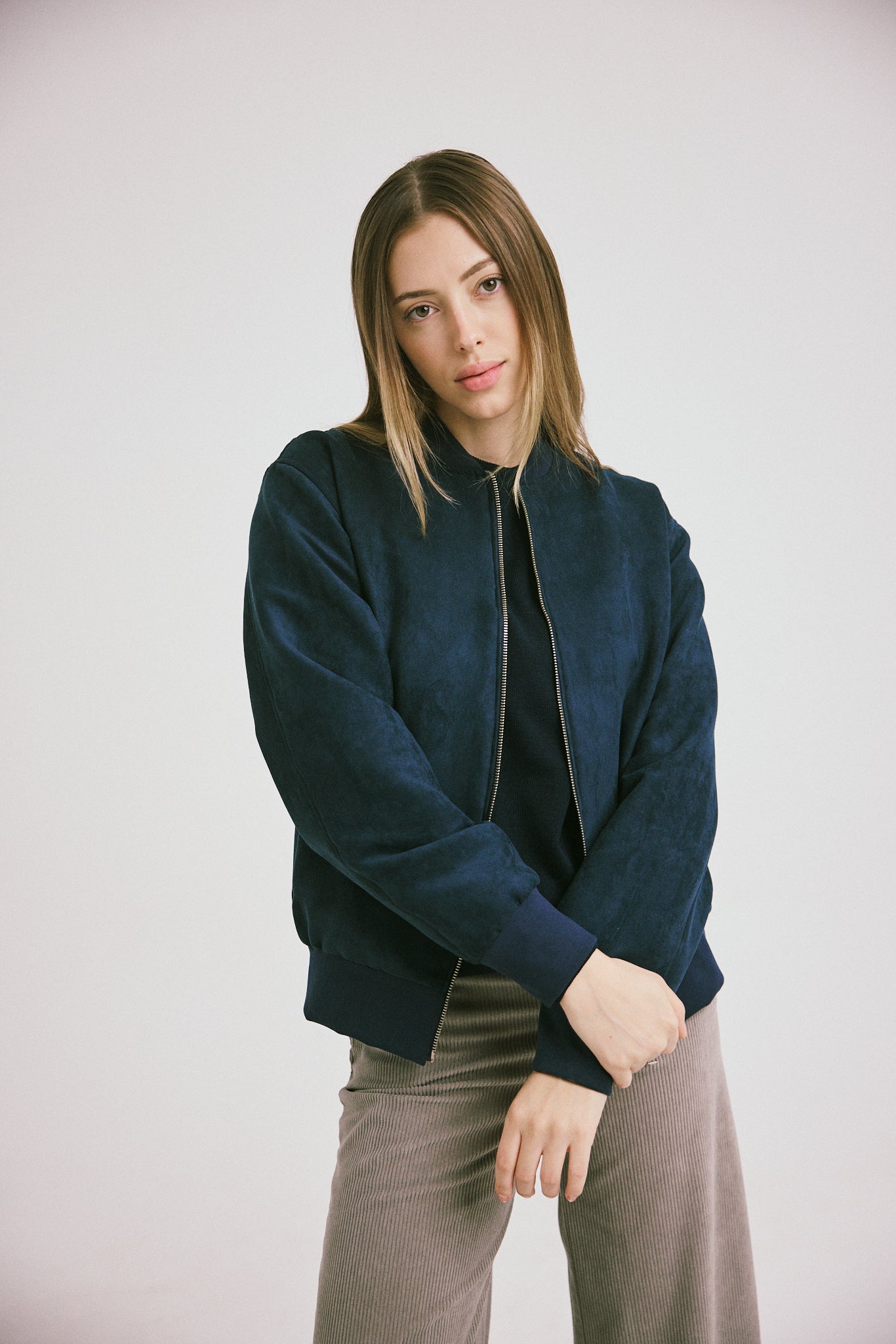 Women's Suede Bomber Jacket